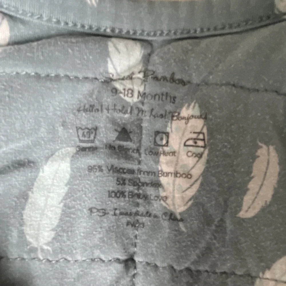 Little Bamboo Wearable Blanket Sleep Sack 9-18M Gray White Feather PAB2